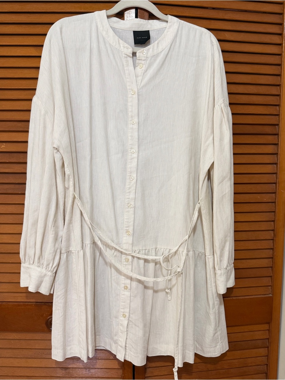 Alex Marie Cream Button-Down Tunic Dress, Like New, size 14.